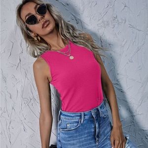 Pink Ribbed Tank Top